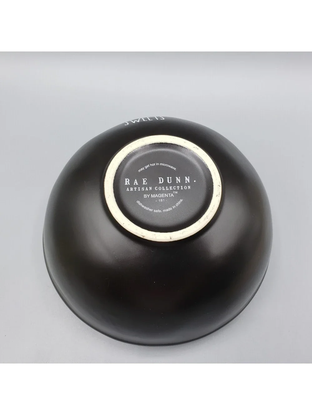 Rae Dunn Black Mixing Bowl Dancing Skeleton SWEETS Nesting Magenta Halloween